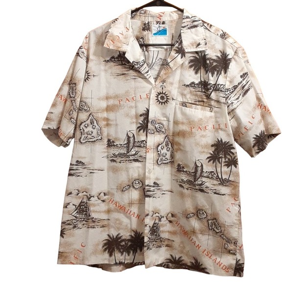 Loana Casuals Hawaii Palmtree Mens Button Short Sleeve Shirt XL - Picture 1 of 6